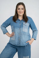 Bluzka 'Sky' – Premiumowy Dżins, Łaty i Rozciągliwość