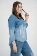 Bluzka 'Sky' – Premiumowy Dżins, Łaty i Rozciągliwość