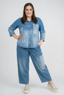 Bluzka 'Sky' – Premiumowy Dżins, Łaty i Rozciągliwość