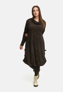 'Brunel' sukienka – dekolt w kształcie cowl, boczne marszczenie & długość midi