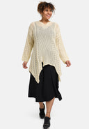 'Cotture' Knitted Shirt Long – A-Line in Airy Openwork Structure