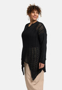 'Cotture' Knitted Shirt Long – A-Line in Airy Openwork Structure